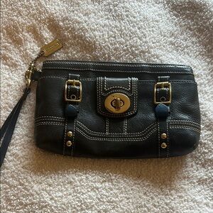 Vintage Forest Green Coach real leather wristlet